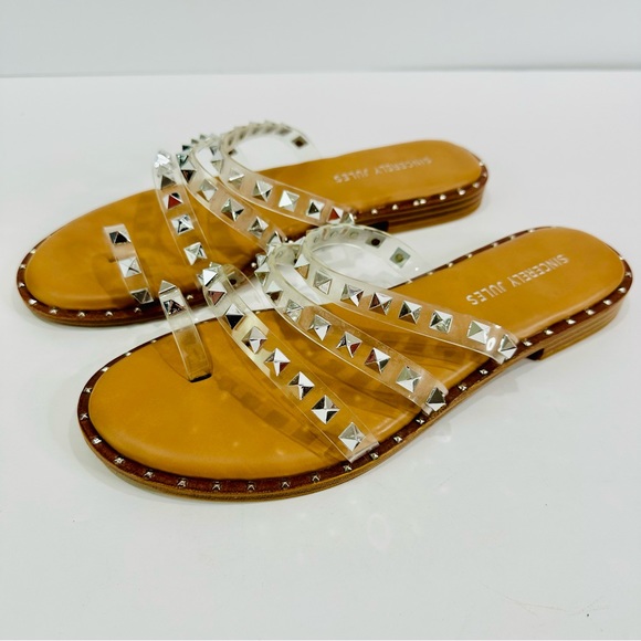 🩷 SINCERELY JULES LIKE NEW SIZE 7.5 STRAPPY SANDALS WITH METAL EMBELLISHMENTS - Picture 2 of 7